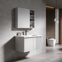 Mueble de Baño Suspendido de Estilo Europeo con Lavabo Integrado, Proveedor de Muebles de Baño Comerciales para Proyectos Inmobiliarios