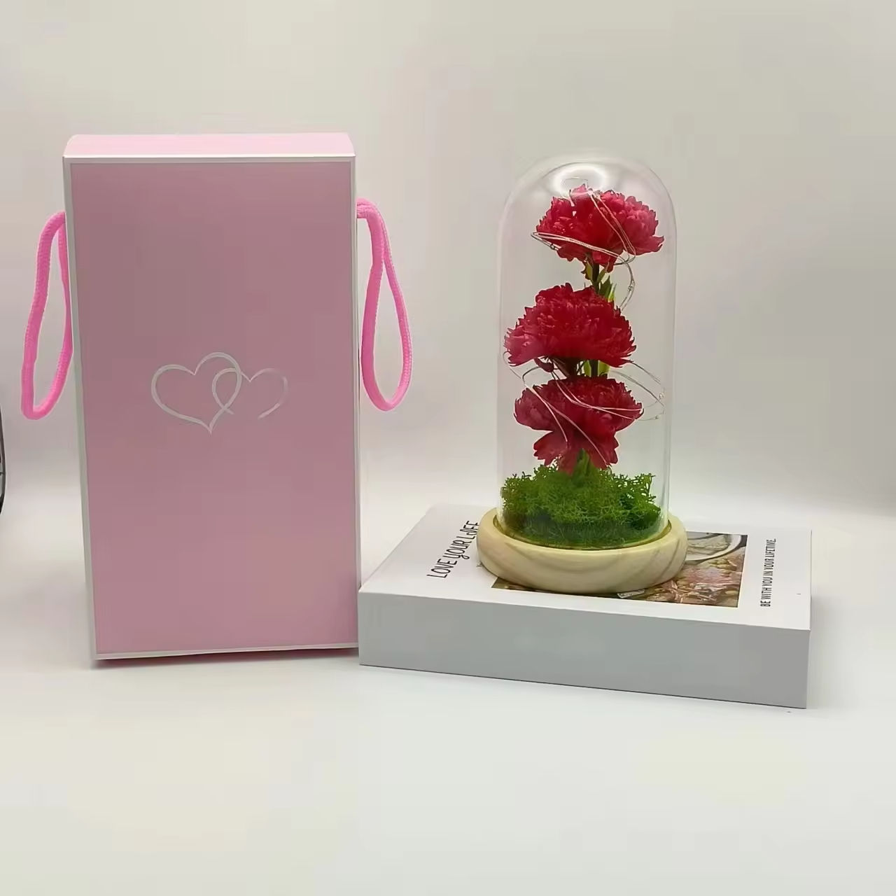 ดอกคาร์เนชั่นสีแดง+กล่องของขวัญ