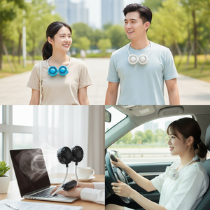 พัดลมพกพาขนาดเล็ก SM-A8 แบบ USB ใช้ได้ทั้งแบบมือถือและคล้องคอ ดีไซน์สวมใส่ได้ เหมาะสำหรับใช้ในรถยนต์และในบ้าน ให้ลมเย็นสามระดับและห้าระดับ - Product Image 3