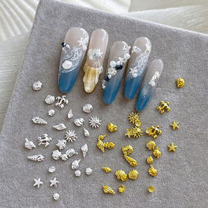 TSZS 100 piezas de decoraciones metálicas 3D <span class=keywords><strong>para</strong></span> <span class=keywords><strong>uñas</strong></span> con temática oceánica, estrellas de mar, conchas, tortugas, caracolas, remaches UV DIY <span class=keywords><strong>para</strong></span> <span class=keywords><strong>uñas</strong></span> hermosas - Product Image 1
