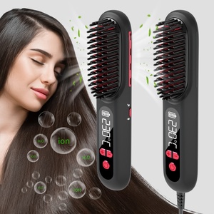 Usb Negative Ion Battery <b>Curling</b> <b>Iron</b> Electric Professional Rechargeable <b>Mini</b> Wireless Cordless Portable Hair Straightener Comb - Product Image 1