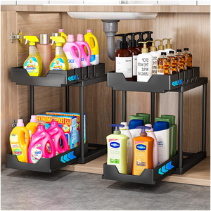 Nouveautés 2024 : Organisateur de bureau multifonctionnel à 2 niveaux non pliable pour la maison, étagère à épices, rangement pour <span class=keywords><strong>cuisine</strong></span> et salle de bain, évier - Product Image 6