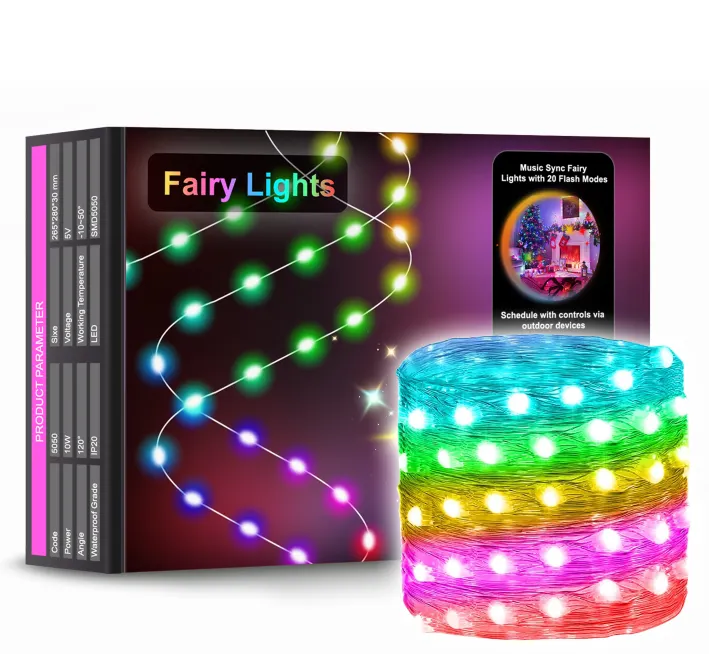 I più venduti impermeabile Super lungo 50 piedi 15m decorazione per interni all'aperto Patio natalizio RGBIC Smart LED Fairy String Light