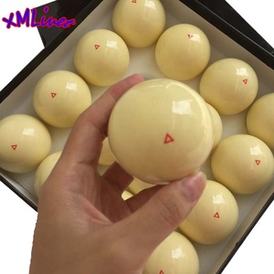 Xmlivet-bolas blancas de <span class=keywords><strong>billar</strong></span> para piscina, accesorios de bolas blancas de nueve bolas, amarillas con triángulo rojo de resina de 52,5mm/57,25mm - Product Image 1