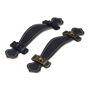Modern Minimalist Leather Cabinet Handles Brown Bar Shape Durable Drawer Wardrobe <b>Knobs</b> - Product Image 2