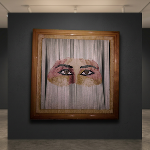 Décoration murale rectangulaire en laine faite à la main, broderie au point de croix, portrait de visage, art décoratif pour la maison - Product Image 3