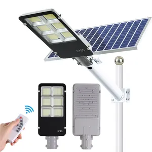 Remote Control 100w 200w 300w Battery Power Panel Lights System Outdoor Dimmable Integrated All In 1 Led Solar Street Light