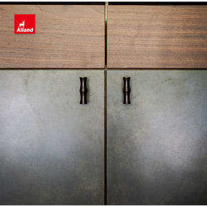 Armadio da <span class=keywords><strong>cucina</strong></span> in lacca metallizzata e opaca con cassetto a coda di rondine in noce con isola in marmo e porta tascabile - Product Image 6