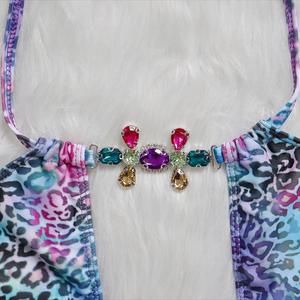 <span class=keywords><strong>Bikini</strong></span> decorativo con diamantes de imitación de leopardo, conjunto de traje de baño de dos piezas, trajes de baño exóticos para mujer - Product Image 5