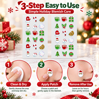 Patchs anti-acné hydrocolloïdes colorés de Noël OEM/ODM, formes Père Noël, Bonhomme de neige, Sapin, Marque privée
