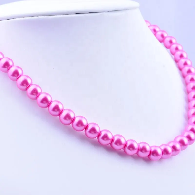 Semplice collana corta multicolore 8mm perle di vetro collana di perle gioielli catena femminile clavicola per le donne