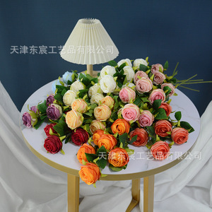 Rose artificielle à tige unique, 6 têtes, rose ronde, décoration de la maison, accessoires de mariage, style européen - Product Image 5