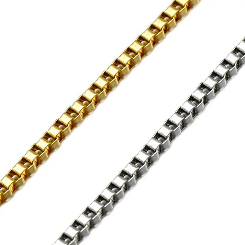 Customized Hypoallergenic tiny Stainless Steel Bulk Jewelry 24K gold box chain Stainless Steel Necklaces