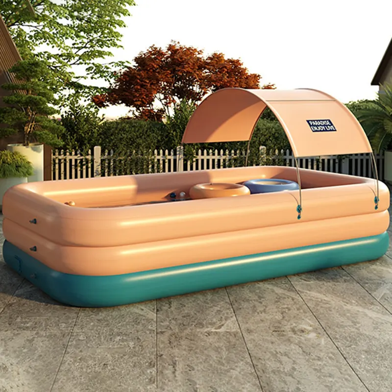 Family Outdoor Lawn Inflatable Kids Swimming Pool With Awning Quality PVC Portable Swimming Pool Summer Water Party Piscine