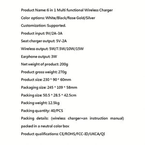 Customization 15W <b>Wireless</b> Charger Foldable 6 in 1 Phone Charging Station Magnetic Stand for Phone/Watch/Earphones - Product Image 3