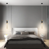 Suspension moderne en cristal, style minimaliste de luxe, abat-jour cylindrique, design nordique, pour hôtel, LED, noir et or