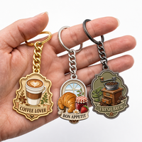 Porte-clés en métal personnalisé pour café, avec motifs Cafetière Moka et Croissant, breloque de sac, pour promotion de boulangerie et cadeau