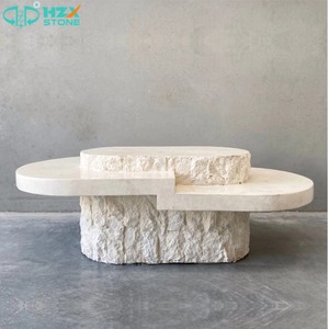 Vente en gros de <span class=keywords><strong>pierre</strong></span> de marbre travertin de qualité supérieure HZX pour le salon de luxe dessus de table de chevet personnalisé socle de café d'extrémité moderne - Product Image 1