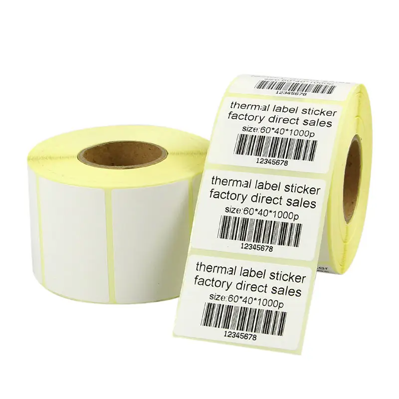 58Mm X 40Mm Label Termal Kuning Langsung Stiker Gulungan Kertas Ongkos Kirim Alamat Pengiriman Label Perekat Permanen