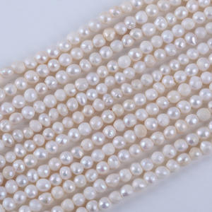 Promotion en gros de perles d'eau douce Keshi défectueuses presque rondes de 3-4 mm, perles roses semi-finies pour la fabrication de bijoux DIY - Product Image 3