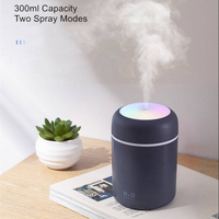 Humidificateur portable mini LED avec pulvérisation de 300 ml, double brumisation, diffuseur d'huiles essentielles aromatiques, humidificateur d'air H2O pour voiture