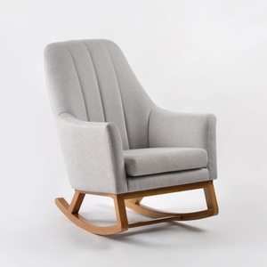Fauteuil à bascule d'allaitement en bois pour chambre de bébé, canapé-lit avec base en bois - Product Image 6