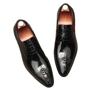 Factory Store New Retro Round-Toe Color-<b>Block</b> Lace-Up Lightweight Breathable Anti-Slip Genuine Leather Career - Product Image 3