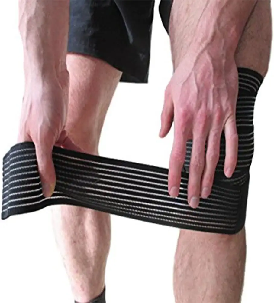 脚足底筋膜炎安定化靭帯関節痛圧迫包帯ブレースサポートのための非常に長い弾性膝ラップ