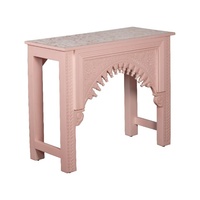 Table console en bois sculptée à la main avec plateau en nacre (MOP) |   Table d'appoint rose blush