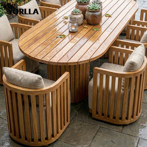 Juego de Comedor de Lujo Yorlla de Madera de Teca para Exteriores, Muebles de Jardín de Madera Maciza, Mesa Redonda y Ovalada Impermeable, <span class=keywords><strong>Sillas</strong></span> para Hotel o Villa - Product Image 4