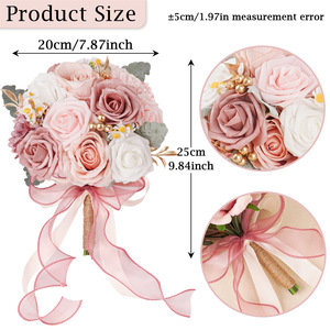 Ramo de Novia Rosa Polvoriento con Margaritas y Eucalipto, Flores Artificiales Hechas a Mano para Bodas, Novias, Damas de Honor y Sesiones de Fotos - Product Image 3