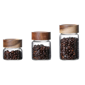 Wholesale 200ml 300ml 500ml Unique Glass Jars Recycled Coffee Glass Bottle Jars Storage with Bamboo Lids