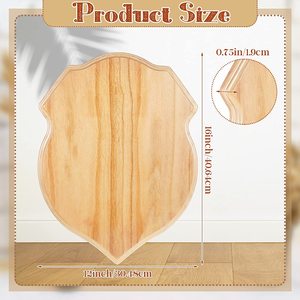 Plaque de bouclier en bois non fini Artisanat en bois non fini Enseignes vierges en bois massif - Product Image 2