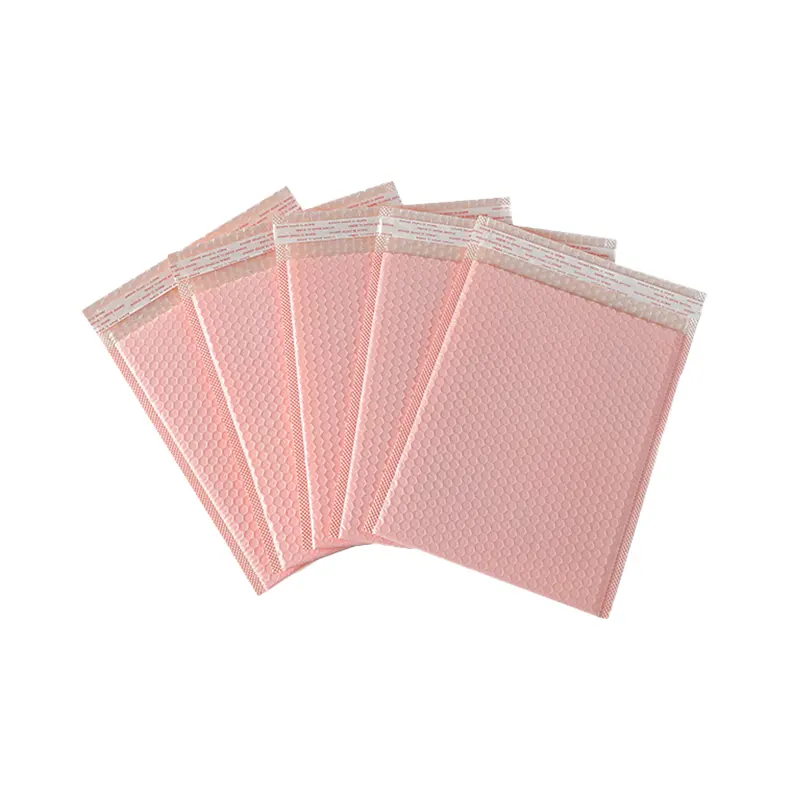 Envelopes acolchoados com bolhas de cor rosa claro, sacolas para envio, embalagens boutique, bolhas biodegradáveis, logotipo personalizado