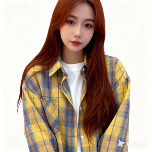 반려동물과 주인 커플 의상 체크무늬 면 강아지 하네스 & 리드 고양이 목걸이 조절 가능한 버클 클로저 남녀 커플 셔츠 - Product Image 5