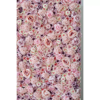 Mur de fleurs artificielles 3D personnalisé en tissu, roses en soie roses pour mariage, panneau de 2,4 m x 2,4 m, toile de fond décorative avec hortensias