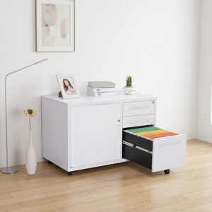 3-Drawer Mobile Storage <b>Unit</b> Waterproof Steel File Cabinet with Rollers File Folder and Hanger <b>desk</b> for Home Office - Product Image 3