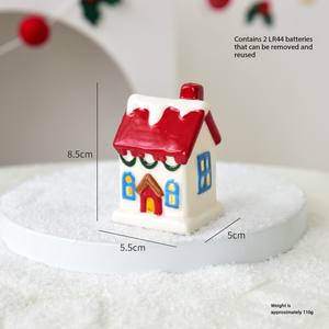 Decoración de fiesta de Navidad más vendida, artesanías de cerámica, casa pequeña, luces LED nocturnas brillantes, suministros de decoración de escritorio para vacaciones - Product Image 6