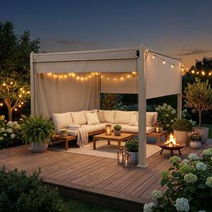 Pergola <span class=keywords><strong>de</strong></span> <span class=keywords><strong>jardin</strong></span> robuste en aluminium rétractable, imperméable, avec panneaux latéraux pour cour, pelouse et terrasse - Product Image 2