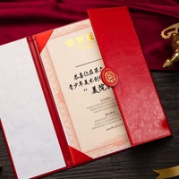 Carpeta de Cuero Vegano para Certificados, con Cierre Magnético Redondo, Logotipo Estampado en Oro, Cubierta Rígida para Diplomas