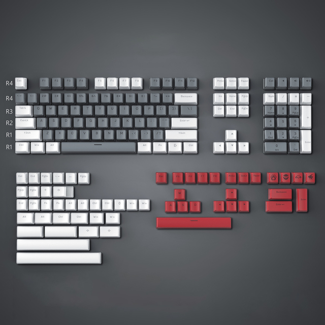 165 Keys Mechanical Keyboard Transparent Resin Keycap Set OEM Profile PBT Pudding Keycaps
