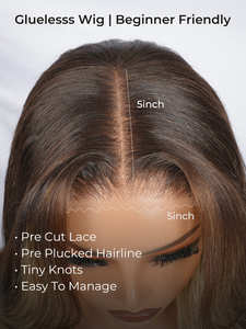 Perruque Bob en cheveux humains bruts vietnamiens blonds <span class=keywords><strong>avec</strong></span> mèches, <span class=keywords><strong>frange</strong></span> rideau effet blowout, sans colle, perruque frontale en dentelle 13x4 pré-coupée <span class=keywords><strong>avec</strong></span> cordon de serrage - Product Image 5
