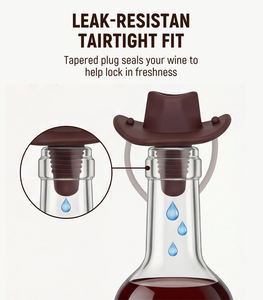 Bouchons à vin, bouchon en silicone pour <span class=keywords><strong>Prosecco</strong></span>, bouchon pour <span class=keywords><strong>bouteille</strong></span> de vin, bouchon à champagne en forme de chapeau de cowboy, cadeau amusant pour les amateurs de vin - Product Image 4