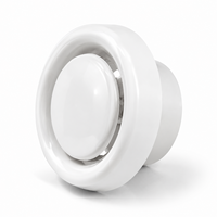 Valve d'air en plastique à faible bruit, blanche, en PP, réglable, ronde, pour conduit HVAC