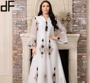 Nieuw Model Pakistani Abaya Marokkaanse Jersey Kaftan Jurk Elegante Jalabia Kleding Witte Stijl In Dubai Hoge Kwaliteit Borduurwerk