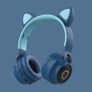 Mini fone de ouvido bluetooth 2021, super baixo, cancelamento de ruído, fone de ouvido fofo v5.0 para meninas, gato, orelha, jogos, headset