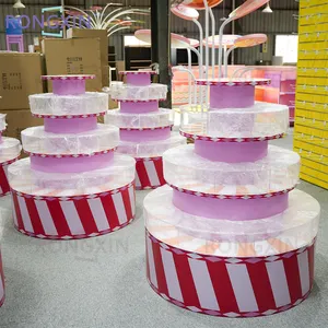 Decorazioni colorate per negozio di caramelle con Display dolce rosa Gondola alla rinfusa decorazione per negozio di caramelle
