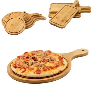 Bandeja para hornear pizza de bambú con asa para servir pan, repostería y carne. - Product Image 2
