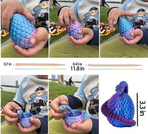 Lindos Juguetes Antiestrés de Anaconda Miniatura Impresos en 3D para Niños, con Huevo de Serpiente y Ojos Impresos en 3D, y Serpiente en el Interior - Product Image 4