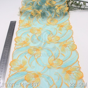 <span class=keywords><strong>2025</strong></span> hoa màu xanh căng lưới Vải Thêu Ren TRIM 22cm lớn hoa mềm đầy màu sắc ren váy cho phụ nữ sexy đồ lót - Product Image 1